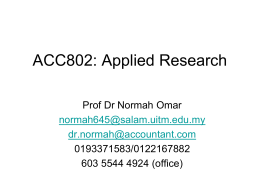ACC802: Applied Research