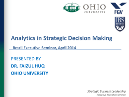 Who Uses Analytics - Ohio University College of Business