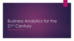 Business Analytics for the 21st Century