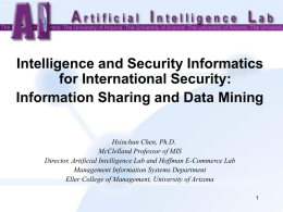 Information Sharing and Data Mining - Artificial Intelligence Laboratory