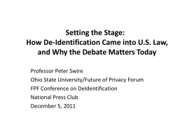 How De-Identification Came into U.S. Law and Why