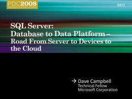BB15 * SQL Server:Database to Data Platform * Road From Server