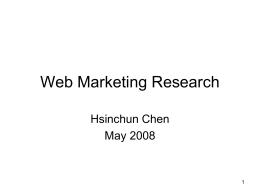 Web Marketing Research