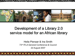 Library 2.0 - University of Pretoria