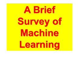 brief survey of ML