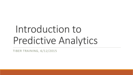Introduction to Predictive Analytcs