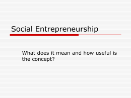 What does Social Entrepreneurship mean? (ppt