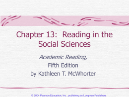 Chapter 12: Reading in the Social Sciences