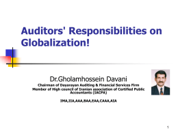 Auditors` Responsibilities on Globalization!