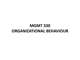 MGMT 330 - ORGANIZATIONAL BEHAVIOURx