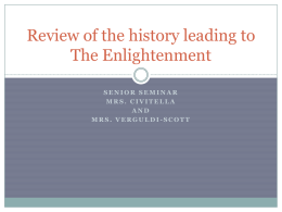 Review of the history leading to The Enlightenment