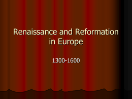 Renaissance and Reformation in Europe