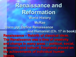 Renaissance and Reformation