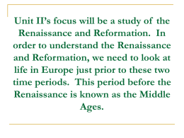 Europe`s Transition from the Middle Ages to the Renaissance