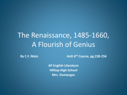 The Renaissance Introduction - AP English Literature and