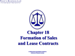 Chapter 19: Formation of Sales and Lease Contracts