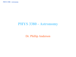 PHYS 3380 - Astronomy - The University of Texas at Dallas