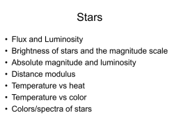 Stars: flux, luminosity, color, and temperature