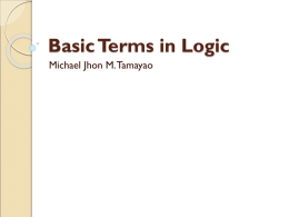 Basic Terms in Logic - Law, Politics, and Philosophy