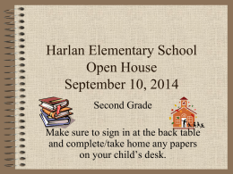 Harlan Elementary School Open House October 2, 2000