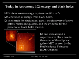 Today in Astronomy 102: energy and black holes