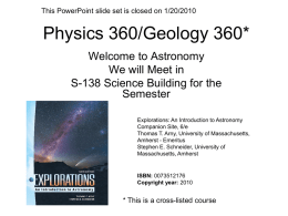 Astronomy 360 - Department of Chemistry and Physics