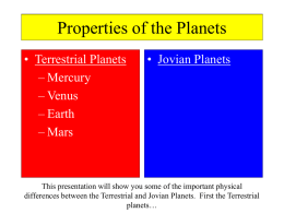 Properties of the Planets - Onondaga Community College