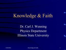 Knowledge & Faith - Illinois State University