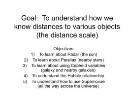 Goal: To understand how we know distances to various objects (the