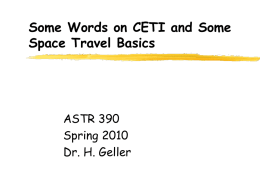 Geller Slides on Space Travel - Department of Physics and Astronomy