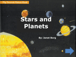 digital book, stars and planets