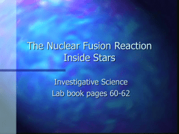 The Nuclear Fusion Reaction Inside Stars