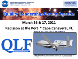 NASA Quality Leadership Forum Radisson at the Port | March