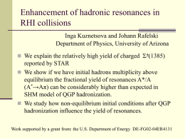 Production and Decay of Hadronic Resonances after