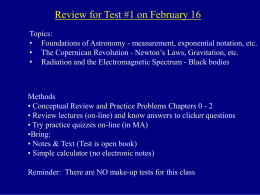Test 1 Overview - Physics and Astronomy