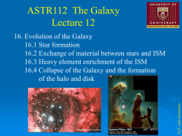 Lecture 12: Evolution of the Galaxy