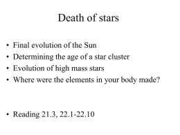 Lecture 15 - Deaths of Stars, Supernovae