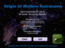 Origin of Modern Astronomy (Chapter 3)