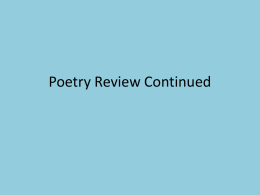 Poetry Review Continued
