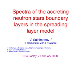 Spectra of the spreading layers on the neutron star surface - Irfu