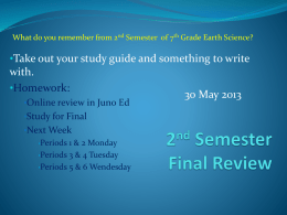 2 nd Semester Final Review