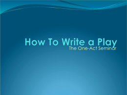 How To Write a Play