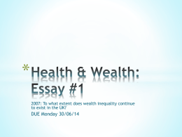 Health & Wealth: Essay #1