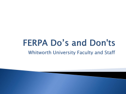 FERPA Do’s and Don'ts - Whitworth University