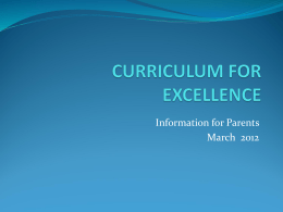 CURRICULUM FOR EXCELLENCE