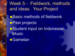 Week 5 - Fieldwork, methods and ideas. Your Project