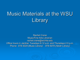 Music Materials at the Library Wednesday, August 27