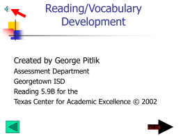 Reading/Vocabulary Development