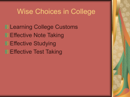 Wise Choices in College - MDC Faculty Home Pages