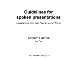 Guidelines for spoken presentations Common errors and how to
